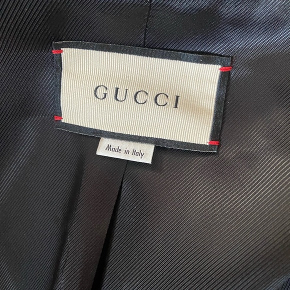 💯 Authentic Gucci Military Web Wool Double Breasted Black Coat - Picture 4 of 8